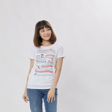 夏日游泳池 短袖 蜜桃棉 女T 純白