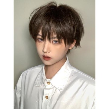 AG假發男短發網紅日系少年感全頭套男女萬用自然cos基佬毛