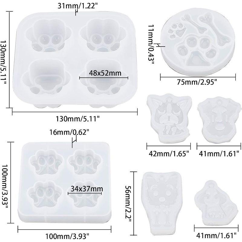 OLYCRAFT 45点 シリコンモールド 肉球 犬 レジンモールド ジュエリー作り UVレジン型 セット ネックレス シリコン D