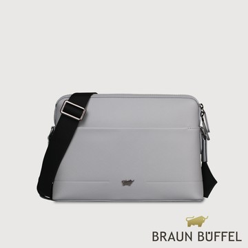【BRAUN BUFFEL 德國小金牛】台灣總代理 格瑞克-E 橫式斜背包-石灰白/BF573-TW61-CGY