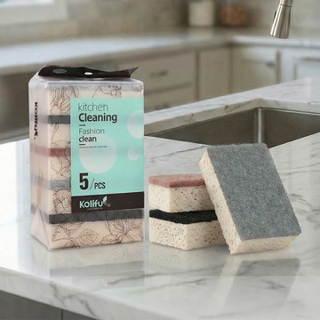 雙面菜瓜布 1袋5入 百潔布 木漿棉 厚度3公分 加厚菜瓜布 洗碗棉 菜瓜布 海棉菜瓜布 加厚 海棉 洗碗海棉 洗碗布