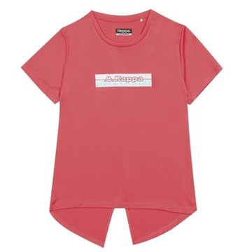 KAPPA義大利女吸濕排汗圓領衫 胭脂紅 台灣製 31181MW705