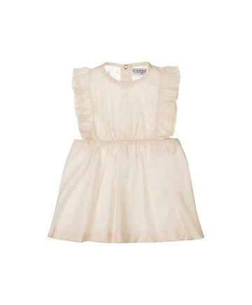 荷葉邊粉色無袖洋裝116cm