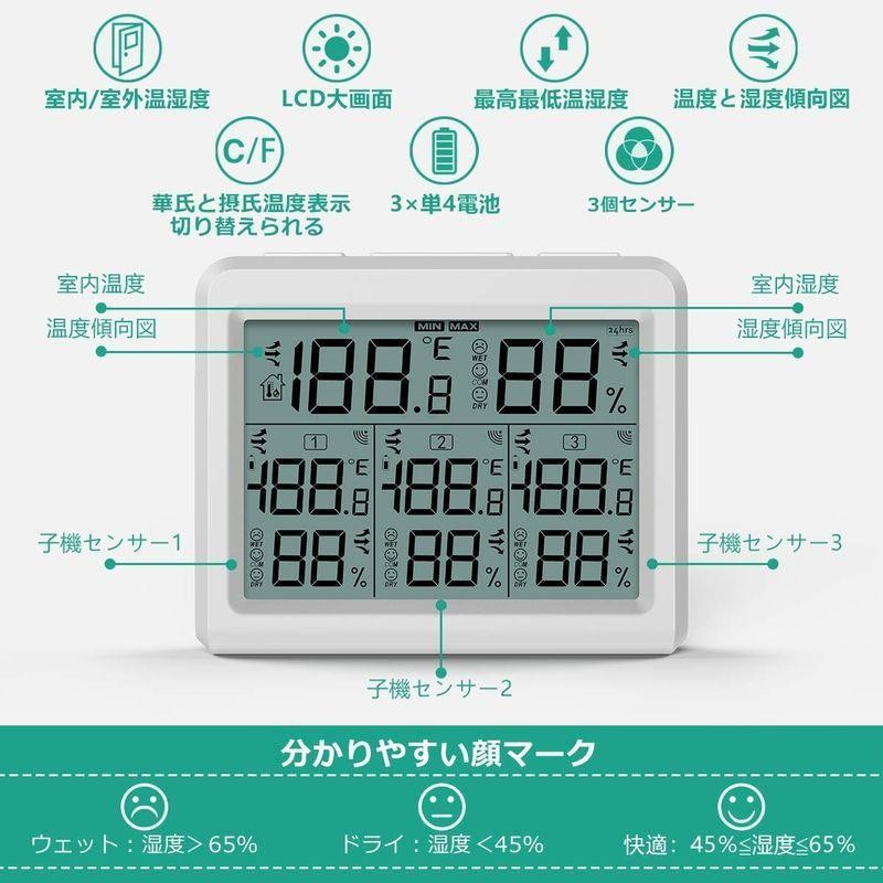 ORIA ワイヤレス デジタル温湿度計 温度湿度計　ホワイト