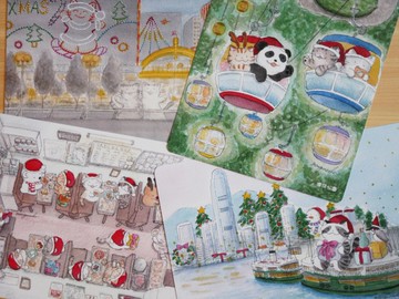 貓咪香港 聖誕明信片Set C  - 4張