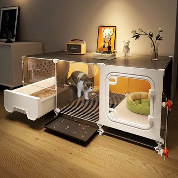 新品上市!!熱門爆品！！貓籠子廁所一體不占地小型貓柜家用室內貓咪別墅貓窩一室一廳一衛