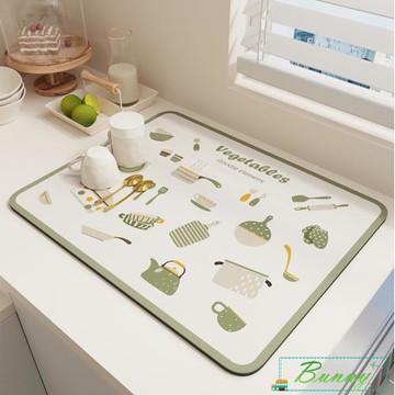 【Bunny】餐桌廚房流理檯軟硅藻泥吸水墊杯墊碗筷防滑瀝水墊(40x50cm)