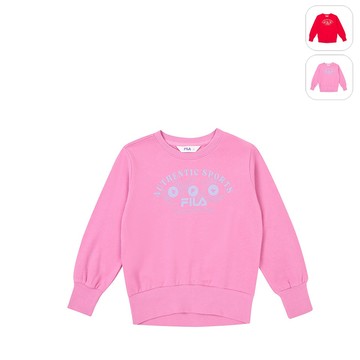 【FILA】KIDS 孩童款 純棉長袖圓領T恤-桃紅 5TEY-8437-PC