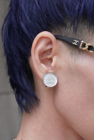 【日本直送 名牌中古包】CHANEL 香奈兒 耳環 透明 雙 C Logo 圓形 vintage 古董 65a7rz