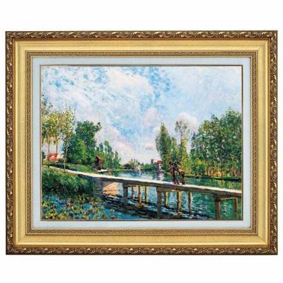 アルフレッド・シスレー、「ロワン川の岸辺」、希少画集画、新品高級額 シスレー 絵画 ロワン川の歩道橋 10号 アルフレッド・シスレー