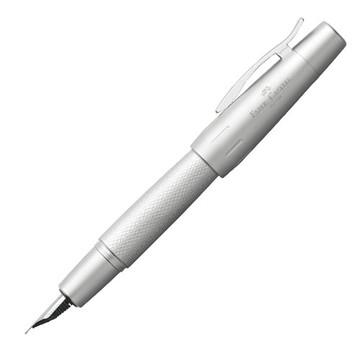 【FABER-CASTELL】輝柏 E-MOTION pure Silver 純銀系列 M/F/EF筆尖 銀格紋鋼筆 / 支 148670/148671/148672｜領券最高折$220