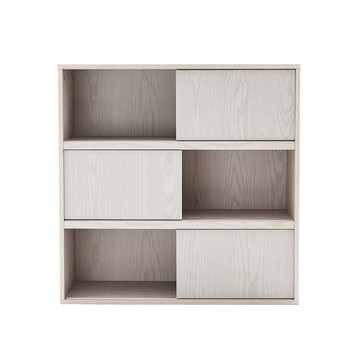 Alma 日式木紋六格滑門櫃