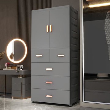 現代簡易衣柜雙開門兒童寶寶衣柜塑料抽屜式收納柜家用嬰兒小衣櫥