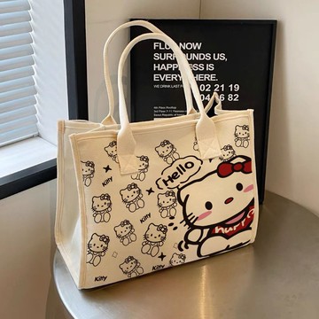 kitty托特包 HelloKitty包包女時尚可愛kt手提布袋百搭大學生帆布托特包大容量