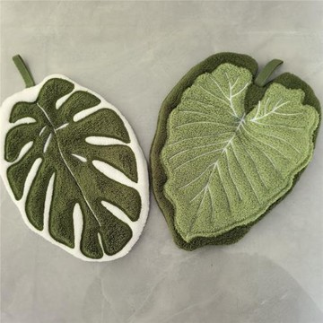 新款植物葉子擦手巾可掛式珊瑚絨家用廚房衛生間加厚吸水清潔毛巾