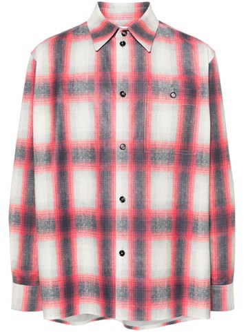 Bottega Veneta - plaid-check nubuck shirt - men - Calf Leather - 50 - Grey