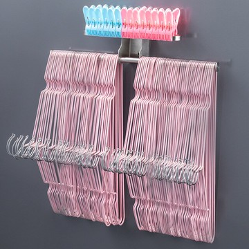 網紅壁掛式多功能省空間陽臺墻上免打孔收放衣架神器收納整理掛鉤