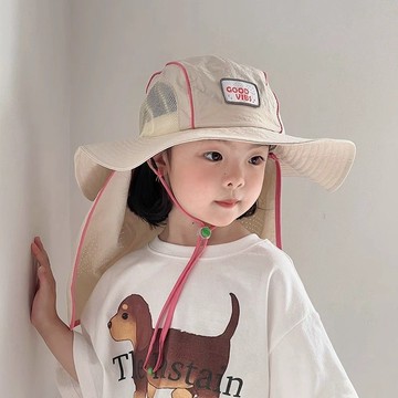 ❤️AL❤️ 兒童帽子 兒童防曬帽 男女童遮陽帽 兒童帽子夏季薄款大帽檐速幹漁夫披肩帽男女寶寶戶外護脖太陽帽春