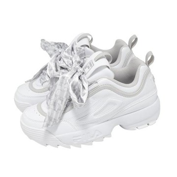 Fila 休閒鞋 Disruptor 2 Scarf 女鞋 白 灰 厚底 增高 老爹鞋 5C124A100