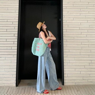 天絲牛仔褲女薄款垂感拖地褲寬松顯瘦冰絲涼涼褲高腰百搭闊腿褲子