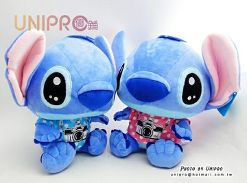 【UNIPRO】迪士尼 正版授權 攝影師 史迪奇 相機T恤 STITCH 12吋 絨毛娃娃 玩偶 生日禮物