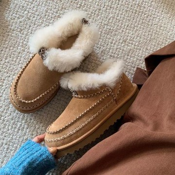 皮毛一體民族風雪地靴女款2025新款冬季加厚保暖棉鞋短筒