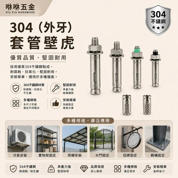 咻咻五金<蝦皮代開發票>304白鐵 (外牙)套管壁虎1/4 5/16 3/8 1/2