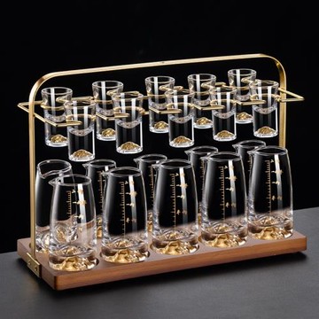 家用飯店白酒杯輕奢高檔水晶玻璃分酒器小酒杯一口杯酒盅酒具套裝