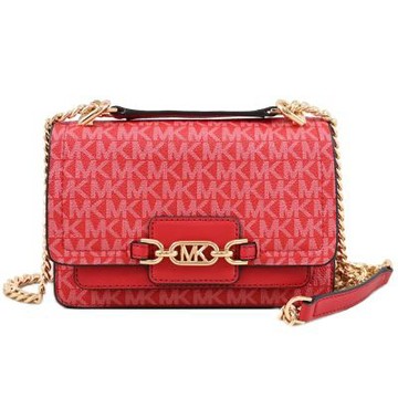 MICHAEL KORS HEATHER 金屬LOGO印花翻蓋斜背鍊包(紅)