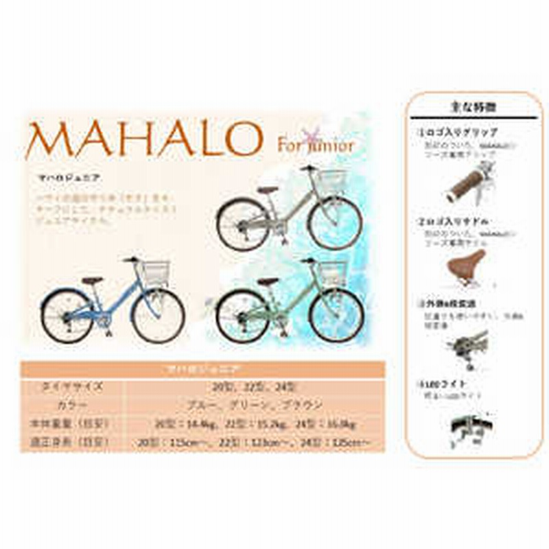 タマコシ 24型 子ども用自転車 マハロ ジュニア(ブルー/外装6段変速