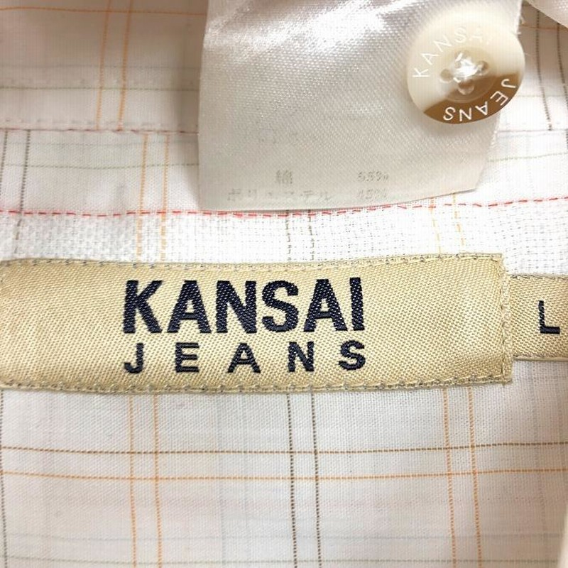 カンサイジーンズ KANSAI JEANS 薄手 シャツ チェック 透け感 半袖 L