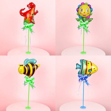 兒童寶寶卡通動物恐龍桌飄氣球支架生日節慶裝飾拖桿底座桌臺布置