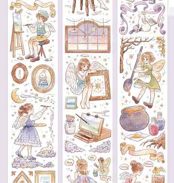 天使畫夾 PET 紙膠帶 貝殼光