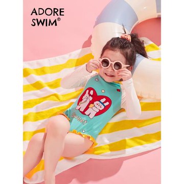 愛多爾2024夏季新款兒童中大童泳衣女童游泳衣連體防曬專業女寶