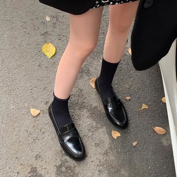 Diao'er 通勤百搭~ 真皮一腳蹬樂福鞋女英倫風小皮鞋復古平底單鞋