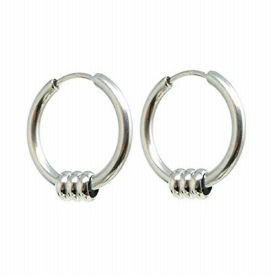 Puente 3連リング ピアス 両耳セット 16mm リング フープピアス ステンレス アレルギー アレルギー対応 フープ リングピアス