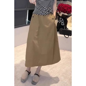 黑色中長款半身裙夏季薄款大碼女裝高腰設計感裙子胖mm百搭花苞裙