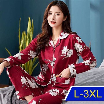 【韓國K.W. 】喜慶本命紅花居家套裝(親膚/舒適/休閒/睡衣)