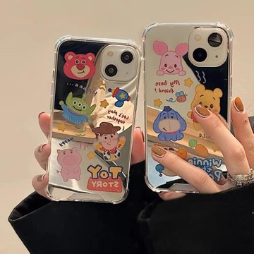 日韓ins卡通動物集合鏡面適用于三星s22ultra手機殼s21fe新款s20plus可愛s10e全包s9+硅膠s8補妝鏡s7edge防摔