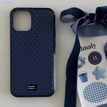 韓系ins藍小波點iPhone16promax適用15蘋果17手機殼14軟殼11女12