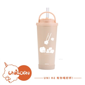 【牙技師的牙齒們 x Unicorn聯名限量】UNI Hē 有你喝好杯!不鏽鋼陶瓷雙層吸管保溫杯 710ml SGS認證 吸管杯 水杯 可吸珍珠 可手提 水壺 隨行杯 杯子 環保杯 UNIHE