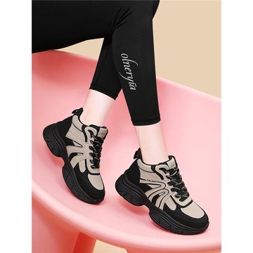 老爹鞋女真皮2025年新款春夏顯腳小休閑運動鞋秋款輕便厚底旅游鞋