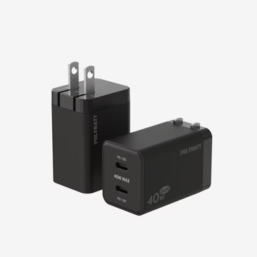 POLYBATT 40W GaN氮化鎵雙PD快速充電器-經典黑