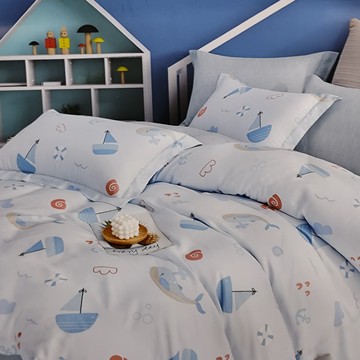 Betrise 貝翠絲 C量能系列 奧地利天絲 光淬石墨烯兩用被床包組 100% 萊賽爾纖維  兩用被 + 床包 + 枕套2個  雙人  海洋奇趣