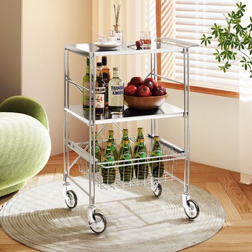 免運 可開票 超低價 現代簡約不銹鋼小推車沙發邊幾可移動零食桌多層收納架置物架