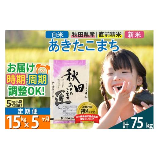 ふるさと納税 秋田県 仙北市 ＜新米＞ 《定期便5ヶ月》秋田県産 あきたこまち 15kg (5kg×3袋)×5回 令和5年産 時期選べる15キロ お米