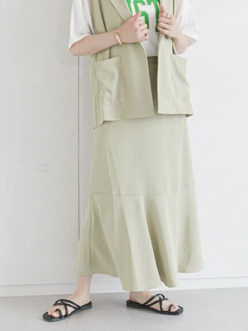 鬆緊腰素面魚尾剪裁長裙(FF26L0L0980) - ehka sopo