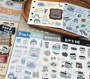 【唐小糖】系列貼紙 手帳貼紙/美食海鮮貓咪花花貼紙