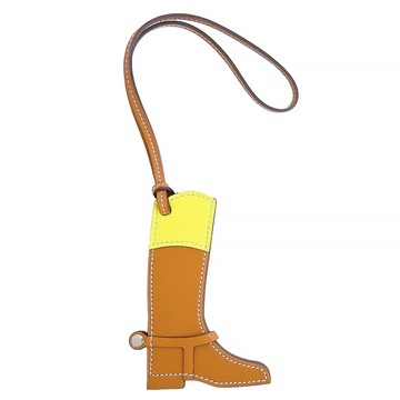 Hermes 愛馬仕 Paddock Botte Veau Butler/Veau Swift 馬薛立體吊飾(咖/黃)