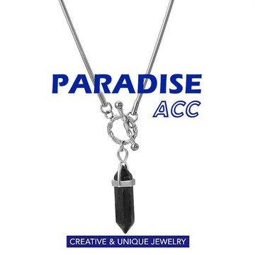 PARADISE 六岩柱 黑水晶 六角吊墜 蛇骨鏈 鈦鋼 316L 不生鏽不過敏 項鏈